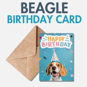 Printable Beagle Birthday Card | PDF or PNG Beagle Greeting Card | Dog Birthday Card for Beagle Mom or Dad | Beagle Lover Gift | Dog Card
