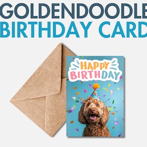 Printable Goldendoodle Birthday Card | PDF or PNG Goldendoodle Greeting Card | Golden Doodle Dog Birthday Card for Goldendoodle Mom or Dad