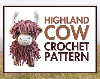 Highland Cow Crochet Pattern | Amigurumi Cow Pattern | DIY Crochet Toy | Farm Animal Crochet Plushie | Crochet Bull Stuffed Animal Plush