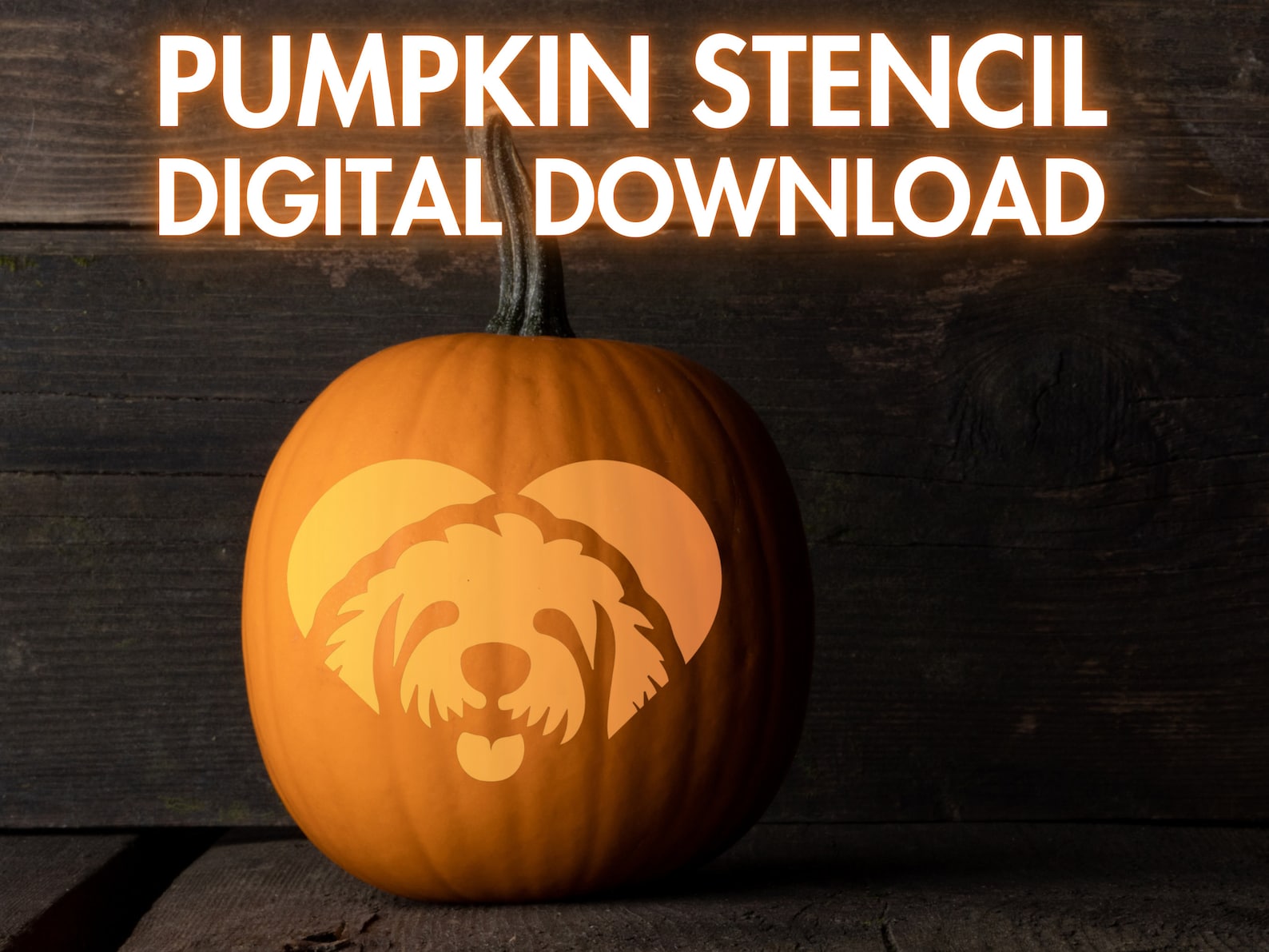 Goldendoodle Pumpkin Stencil, Printable Pumpkin Carving Stencil, Doodle ...