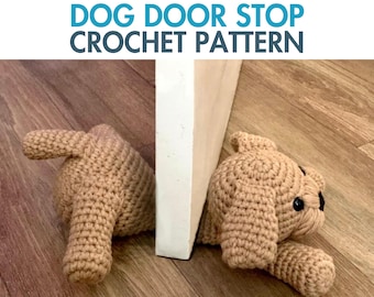Dog Door Stop Crochet Pattern | Crochet Goldendoodle Door Stopper | DIY Puppy Door Stop Pattern | Crochet Dog Door Stopper Amigurumi PDF