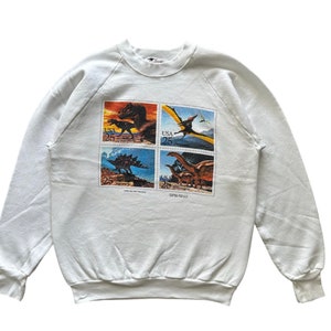 Vintage 80s United State Postal Service Art Animal crewneck Sweatshirt L size