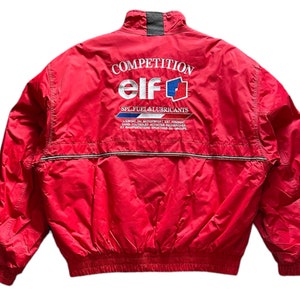 Vintage ELF Racing Motorcycle embroidery logo & spellout Jacket XL size