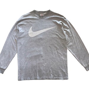 Vintage 90s Nike swoosh DISTRESSED Long Sleeve tshirt L size