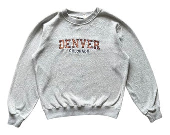 Vintage Denver Colorado embroidery spellout crewneck FLEECE Sweatshirt M size