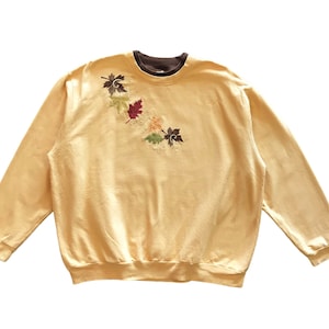Vintage Art Flower embroidery sweatshirt XXL size