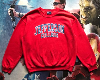 Vintage Jefferson College Spellout Mv Sport Tag Crewneck Sweatshirt L Size Etsy