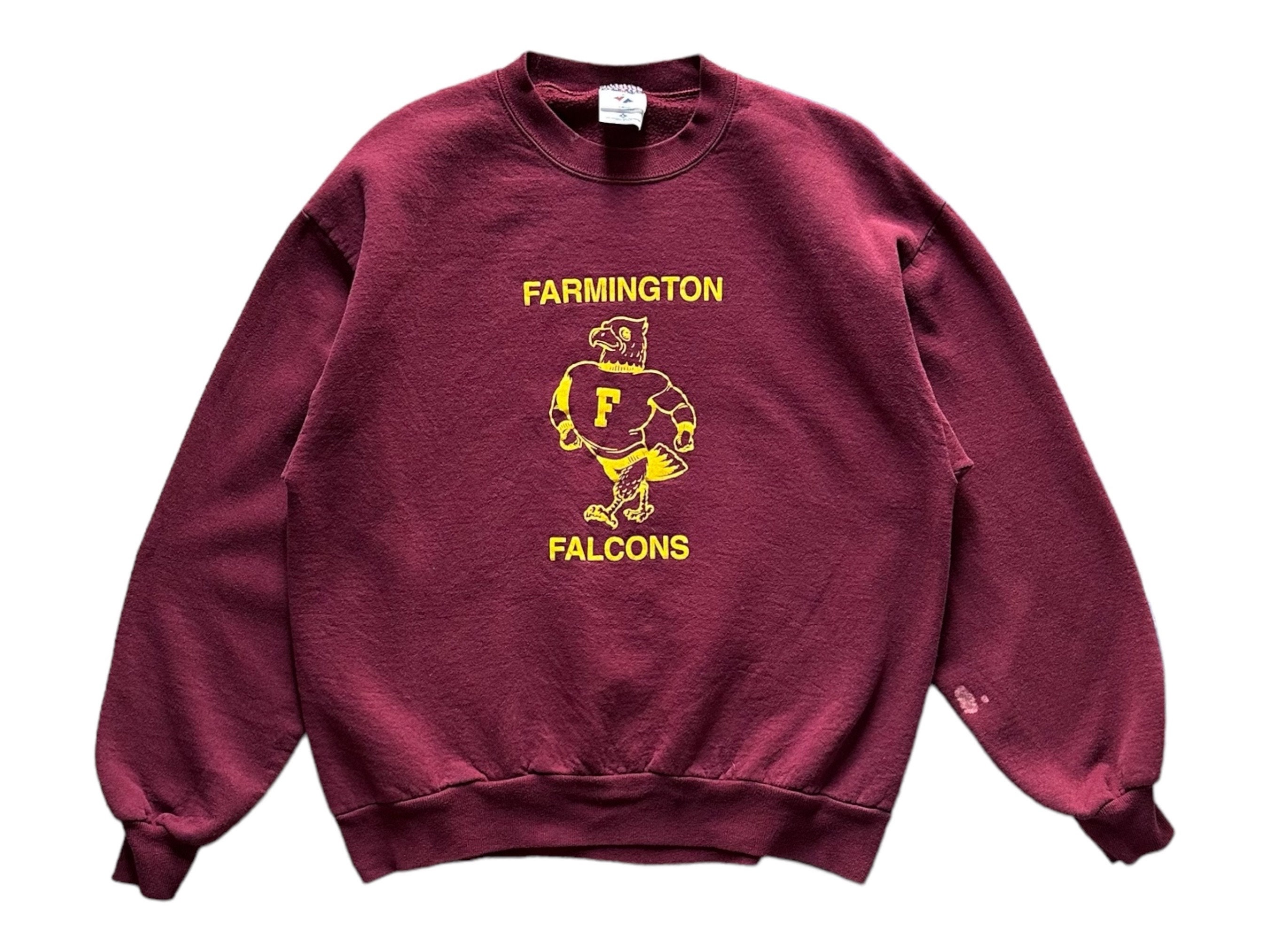 Vintage Sportswear Hamington Falcons High School spellout Jerzees tag crewneck DISTRESSED Sweatshirt L size