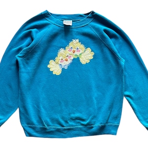 Vintage 90s Art Animal embroidery Hanes tag crewneck sweatshirt L size (M-L)