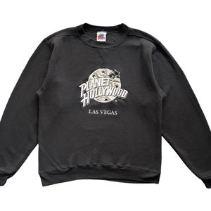 Vintage 90s Planet Hollywood Las Vegas embroidery big logo spellout crewneck Sweatshirt M size