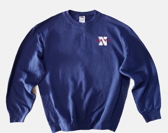 Moletom vintage com gola redonda bordado da Marinha dos anos 90, tamanho L