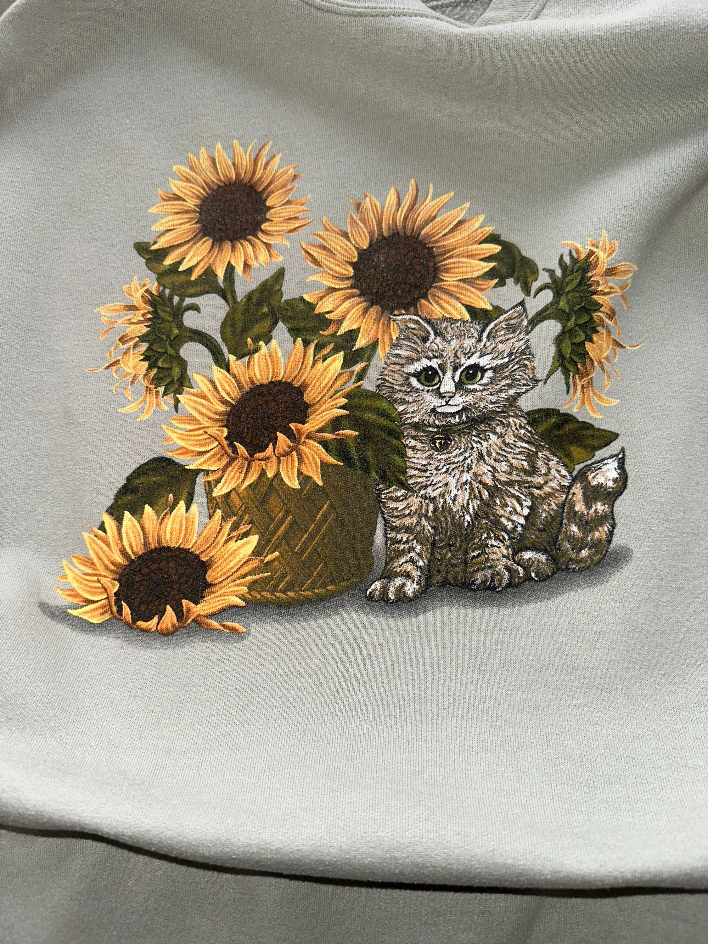 Vintage Kitten With Roses Sweatshirt/vintage Cat Sweatshirt
