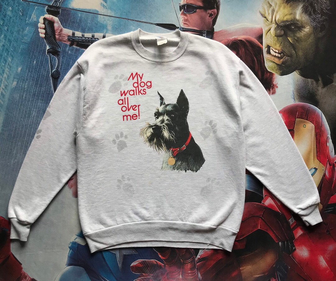 トップス vintage schipperke dog sweat SM Wardrobe Top Sweatshirt 2XL Cream Dog Print Pullover NWT