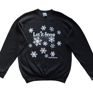 Bluza z okrągłym dekoltem i nadrukiem Tultex z lat 90. z kolekcji LAKE PLACID New York Let it snow w rozmiarze L
