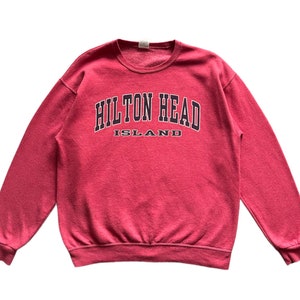 Vintage 90s Hilton Head Island spellout Jerzees tag crewneck sweatshirt L size
