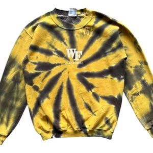 Vintage 90s Wake Forest university spellout crewneck TIE DYE Sweatshirt S size
