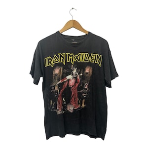 Vintage y2k Iron Maiden front & back print spellout crewneck tshirt L size
