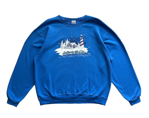 Vintage 90s Art Print Jerzees Tag Crewneck Sweatshirt Baggy Style