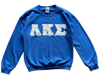 Vintage Lambda Kappa Sigma embroidery patches spellout crewneck Sweatshirt S size