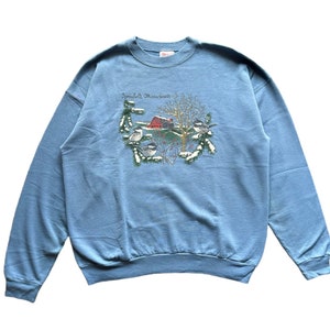 Vintage 90s Art Animal Springfield Massachusetts crewneck LIGHT Sweatshirt L size