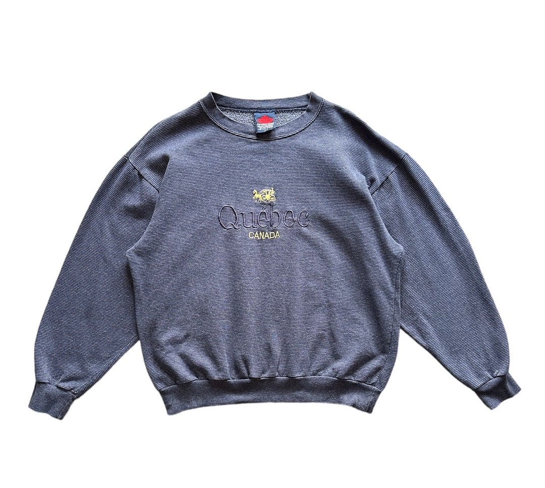 FABEC Printed Sweatshirt, Made in Canada, Men's Size L polyester white type Vintage Second Hand