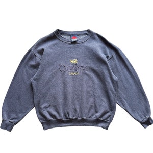 Vintage Quebec Canada embroidery spellout crewneck sweatshirt BAGGY Style S size