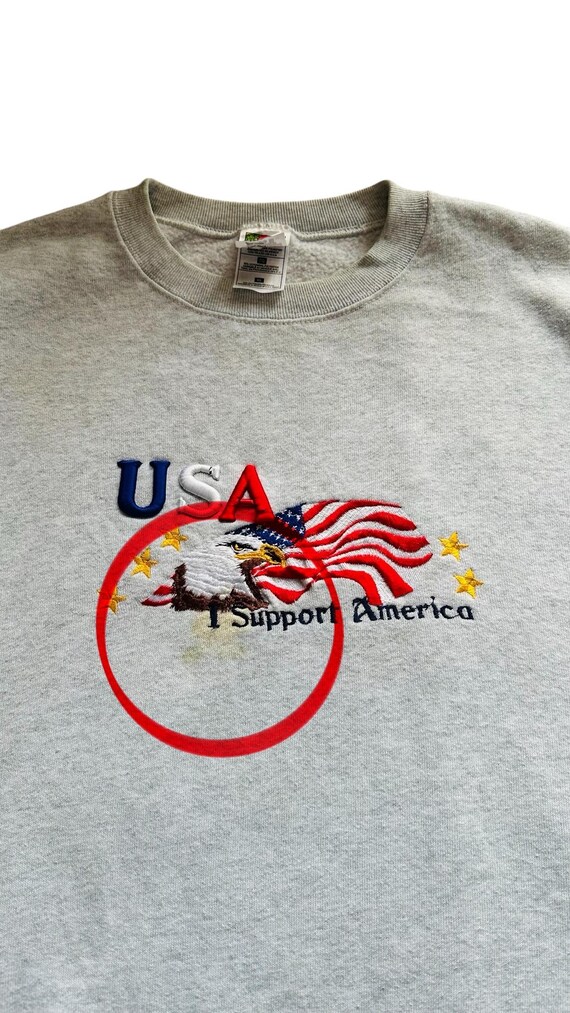 Vintage 90s USA Flag “I Support America” Fruit of the Loom Tag