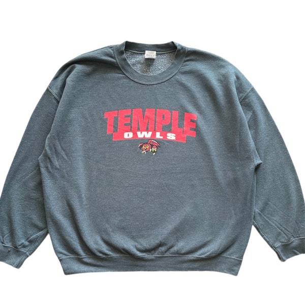 Vintage y2k sportswear Temple Owls Temple University spellout crewneck OVERSIZE sweatshirt 2XL size