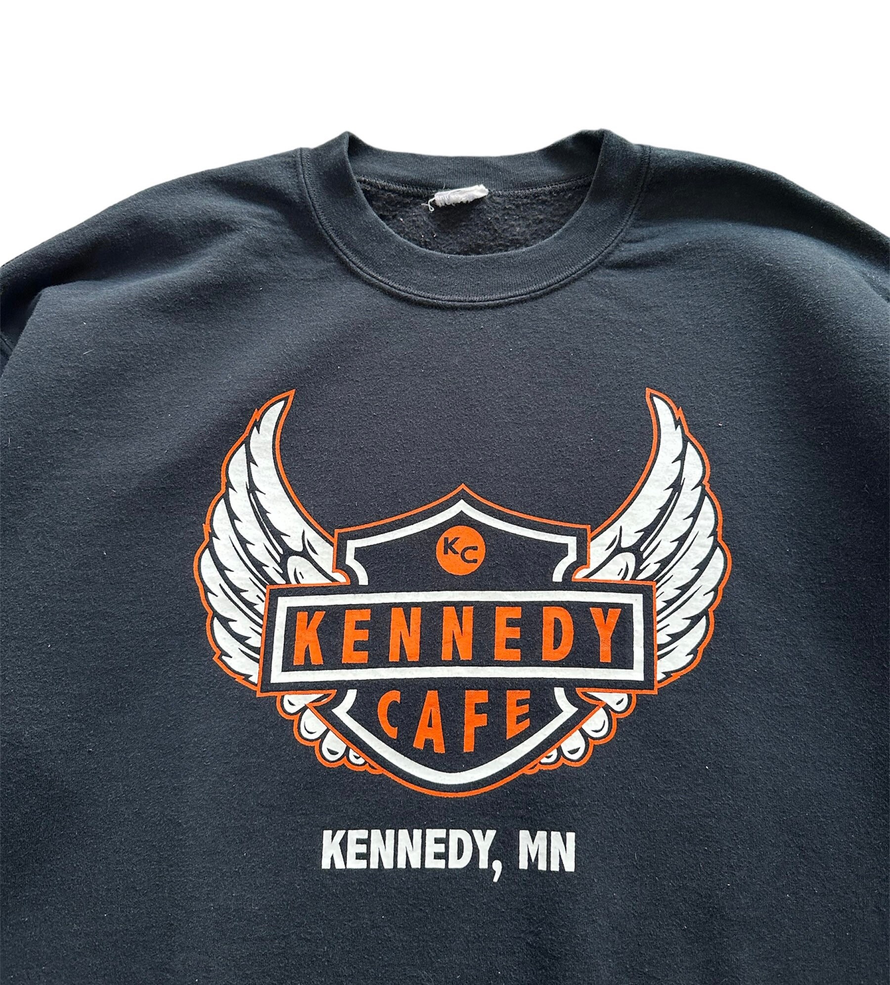 Vintage 90s Kennedy Cafe MN Biglogo Spellout Crewneck Sweatshirt L Size ...