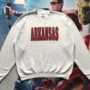 Vintage 90s ARKANSAS spellout crewneck sweatshirt Fruit of the loom tag  XL size