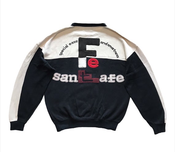 Vintage 90s SANTAFE Unisex Crewneck Sweatshirt Big Logo Spell Out Embroidered Streetwear Japanese Brand Large Size