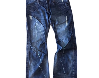 Marque japonaise Root Three style jeans en denim DÉTRESSÉ taille XL(34)