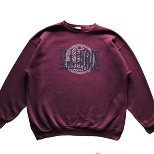 Vintage 90s University of ILLINOIS embroidery patches Champion tag DISTRESSED Crewneck Sweatshirt Baggy style XL size