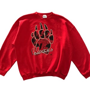 Bluza sportowa Vintage 90s The Wisconsin Badgers University of Wisconsin biglogo Tultex tag z okrągłym dekoltem, rozmiar XXL