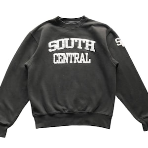 May include: A dark gray sweatshirt with the text "SOUTH CENTRAL" in white lettering.