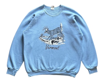 Vintage 80s Vermont art animal fruit of the loom tag crewneck sweatshirt XL size (L-XL)