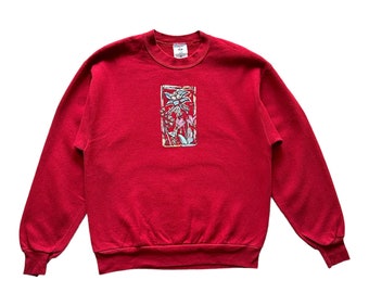 Bluza z okrągłym dekoltem w stylu vintage z lat 90. z nadrukiem kwiatowym / kwiatowym Jerzees, rozmiar L
