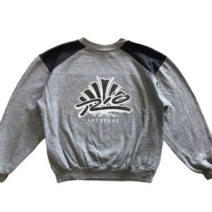 Vintage 90s Rio Las Vegas gran logo cuello redondo sudadera estilo holgado tamaño L