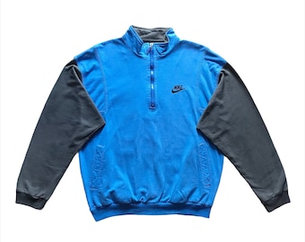Vintage 90s NIKE  Half Zip small logo embroidery Grey tag Sweatshirt L size