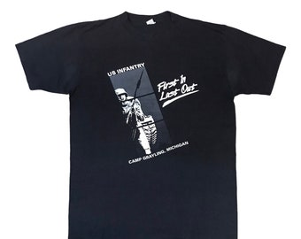 Camiseta vintage de los años 90 del campamento de infantería estadounidense Grayling, Michigan, talla L