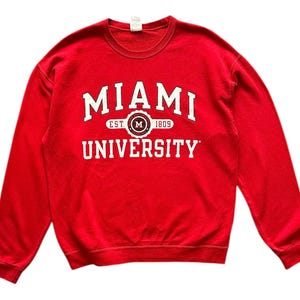 Vintage 90s Miami University spellout Jerzees tag crewneck sweatshirt L size
