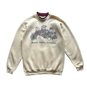 Vintage 90er Jahre Kunst Cartoon Schnee Viele Freunde Sweatshirt XL Größe (L-XL)