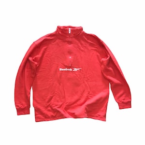 Vintage Reebok half zip embroidery spellout sweatshirt Large size
