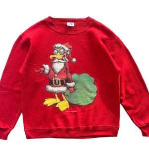 Vintage 90s Duck Head Apparel Company Art Cartoon print mirror crewneck Sweatshirt M size