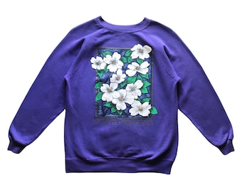 Vintage 90s Art Flowers crewneck Sweatshirt M size
