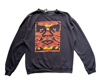 Vintage Y2K Obey Tag Obey Rose Big Logo Printed Sweatshirt Crewneck Pullover Sweater Streetwear Obey Rose Logo Colour Gray Size Small Etsy