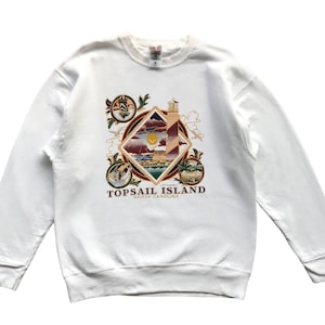 Vintage 90s Art Topsail Island North Carolina fruit of the loom tag crewneck sweatshirt L size