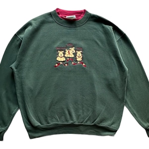 Vintage Art Animal borduurpatches sweatshirt L maat
