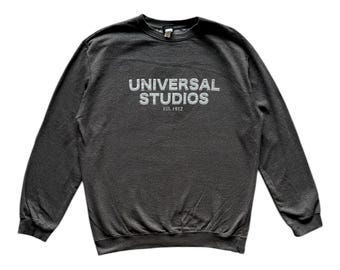 Vintage y2k Universal Studios-oversized sweatshirt met ronde hals en spelling, maat 2XL