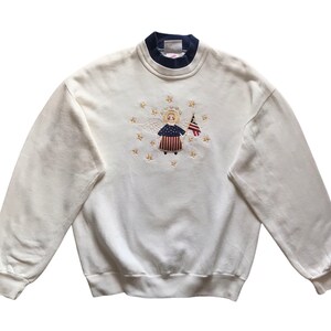 Vintage anni '90 Art byMorning Sun America ricamo Felpa taglia L